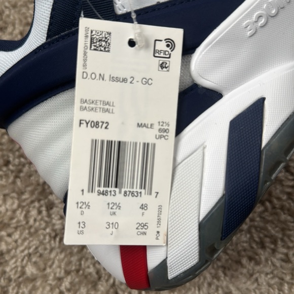 NWT Men’s Adidas D.O.N. Issue #2 GCA White/Navy Team USA FY0872 NO BOX Size 13 - Picture 13 of 15